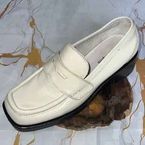 Jeffrey Campbell cream patent loafers